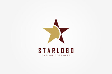 Poster - Star Logo Image. Gold and Red Geometric Star Shape Isolated On White Background. Flat Vector Logo Design Template Element Usable For Business and Branding Logos. Star Vector.