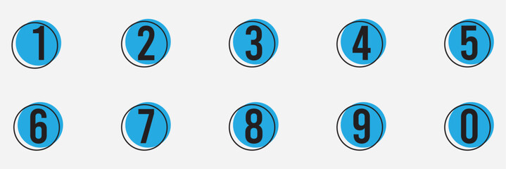 Poster - Set of 1 to 9 numbers simple design isolated. typography set of rounds 1 to 9 numbers. bullet point number icons collection. Numeral typographic line and flat icons set. Colorful bullet point number. 