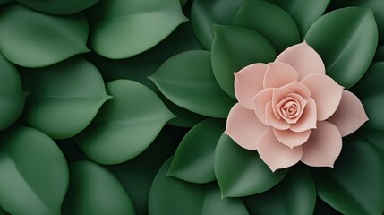Poster - Lush green flower composed of delicate leaves, captured from above against a dark garden backdrop