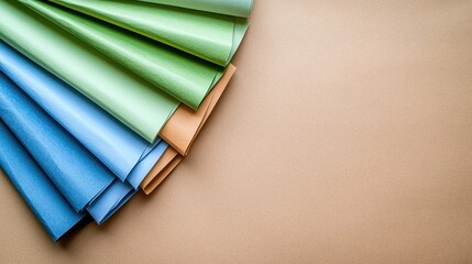 Poster - Flat lay arrangement of dark brown, blue-green, and gray papers forms a minimalistic background, ideal for creative design projects