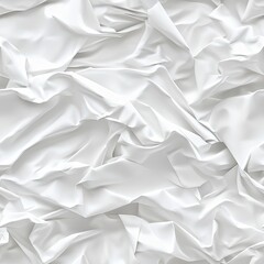 Poster - Crumpled white paper fills the frame with intricate folds and shadows, highlighting the beauty of texture and random shapes SEAMLESS PATTERN