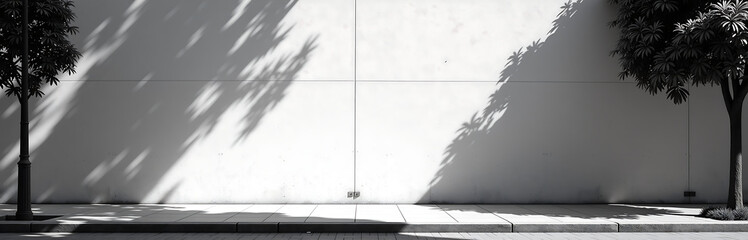 Poster - black white abstract background features shadows trees sidewalks buildings light dark