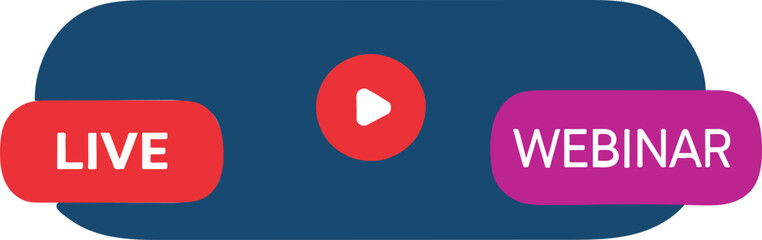 Poster - Isolated Live Webinar Play Button Illustration, Minimal Flat Style, Digital Media Icon, Streaming Symbol, Editable Vector, Online Presentation, Modern Design, Clean UI Element, Flat Graphics