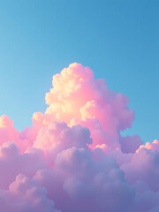 Poster - bright blue sky features soft pink purple cloud fantastic sunset background ample space creative design