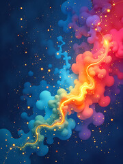 Aufkleber - colorful abstract watercolor background features vibrant chaotic blend bright lights fluid colors fantasy elements dark