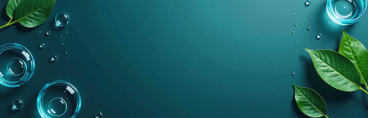 Aufkleber - dark teal background features web header blue green water elements space additional design