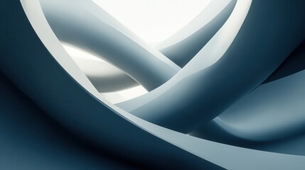 Poster - Abstract Flowing Shapes in Soft Gray and White Tones Creating a Modern and Minimalist Design with Curves and Light Effects