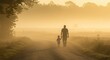 © Jago - Father and Child Walking Through a Foggy Forest Path