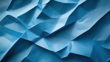 Poster - Blue Crumpled Paper Texture with Shadows and Depth Reflecting Subtle Variations in Light Creating an Abstract Art Background for Various Design Projects
