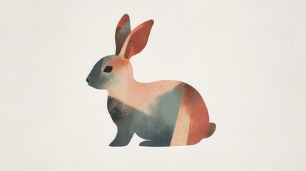 Poster - Abstract Colorful Illustration of a Rabbit in Earth Tones with Modern Design Elements and Minimalist Aesthetic for Creative Projects