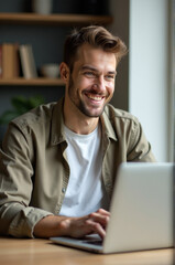 Poster - A person sitting at a desk with a laptop, possibly working or studying