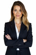 © Ева Поликарпова - A professional woman dressed in a suit and standing with her arms crossed, conveying confidence and authority