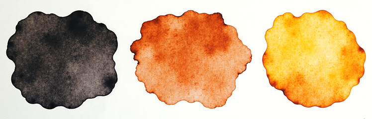 Aufkleber - abstract watercolors feature vibrant colors like black brown burnt orange yellow textured grungy daubed effect bright