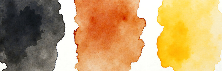 Aufkleber - abstract watercolors feature vibrant colors like black brown burnt orange yellow textured grungy daubed effect bright