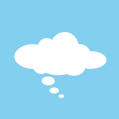 Poster - A speech bubble on a blue background. A chat window for comments and messages. A white cloud. Vector EPS 10.
