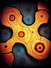 Poster - Abstract Wood Grain Pattern - Intricate abstract resembling wood grain, featuring warm and cool tones, ideal for backgrounds or design elements