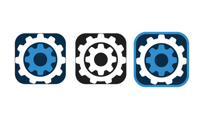 Gear icons set. Engineering mechanism and industrial automation symbols. Minimalist vector cogs for technology, machinery, and system configuration designs. Editable stroke.