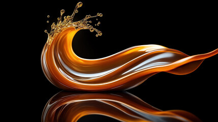 Fototapete - Creative liquid wave sculpture in rich amber tones