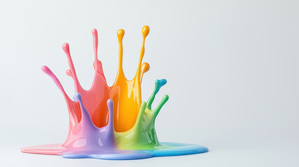Poster - Colorful paint splashes create vibrant patterns on a white background