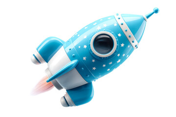 Wall Mural - Rocket launching into space with blue and white design