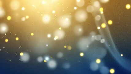 Poster - bright and shimmering bokeh lights create magical atmosphere with golden and blue hues, forming abst