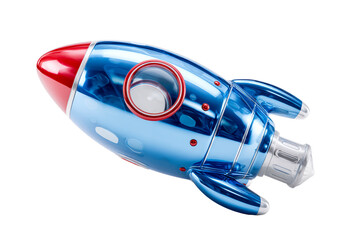 Wall Mural - Colorful toy rocket with transparent background displayed creatively