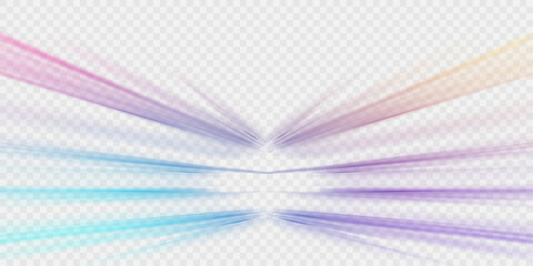 Poster - Speed connection vector background. Vector png swirl trail effect. Image of speed motion on the road. Abstract background png in blue and purple neon glow colors.