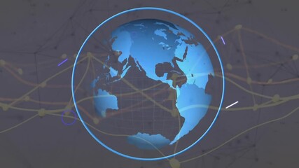 Poster - On start globe rotating, eye overlay pulsing, lights arcing revealing Africa center amid grid