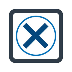 Poster - Blue cross symbol inside square frame on white background