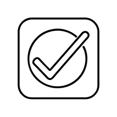 Poster - circle and check mark inside square outline in minimal line style