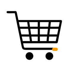 Poster - Shopping cart icon in minimal black and orange style  