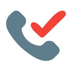 Poster - Phone receiver with red check mark in flat modern style  
