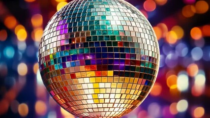 Aufkleber - Disco ball with party illumination glow. 80s styled disco party mirror ball