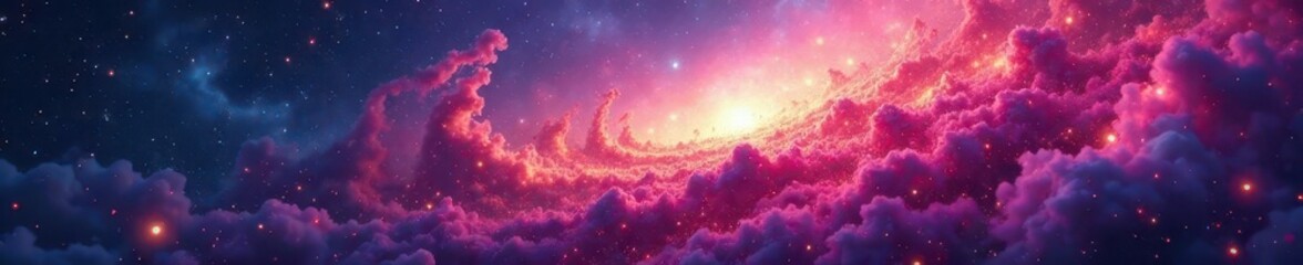 Wall Mural - Abstract swirling nebula colors, cosmic dust and light , astronomy, interstellar