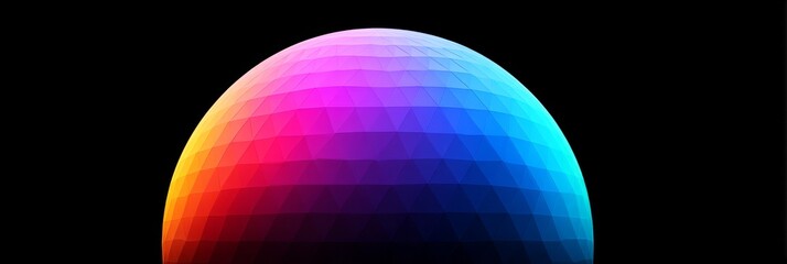 Poster - Abstract Sphere Polygonal Vibrant Rainbow - A vibrant, polygonal sphere radiating energy, symbolizing innovation, technology, diversity, harmony, and growth