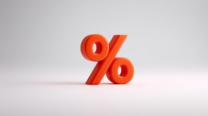 Poster - 3D Percentage Symbol  - A vibrant orange 3D percentage symbol, showcasing financial growth, sales, discounts, and statistics. Clean design ideal for presentations and marketing