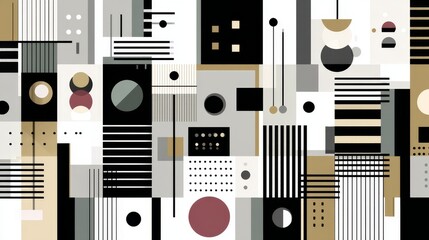 Poster - Abstract Minimalist Geometric Collage in Neutral Tones - A modern, abstract collage featuring geometric shapes, lines, and neutral color palette. Symbolizing simplicity, balance, order