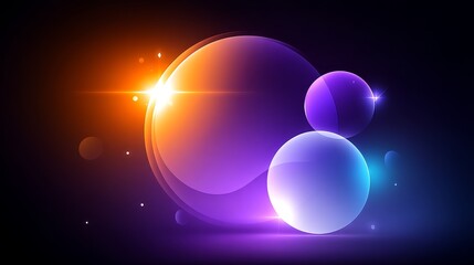 Poster - Abstract Pastel Circles Dark Background - Glowing orbs, cosmic energy, vibrant hues, abstract shapes, art. Symbolizing innovation, technology, imagination, mystery, and energy