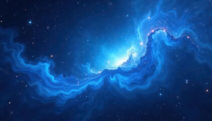 Wall Mural - Abstract swirling blue nebula, glowing energy field, illustration, dark, art