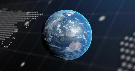 Aufkleber - Console code starting scrolling and fading as 3D globe rotating and shifting map for data display