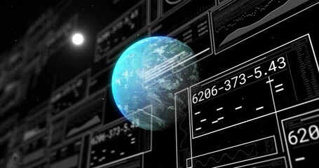 Poster - Earth sphere appearing triggers its rotating and HUD panels animating codes for monitoring