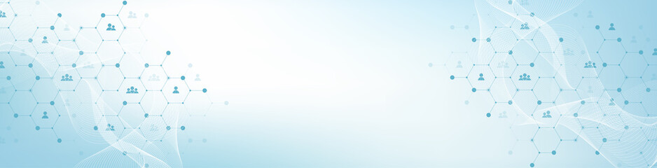 Aufkleber - Social network communication concept. Global network connection abstract background. Horizontal header web banner. Internet technology. Business. Science. Illustration