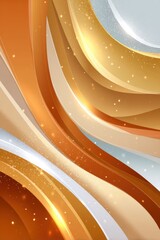 Poster - golden flowing abstract background with sparkling light effects and curved shapes