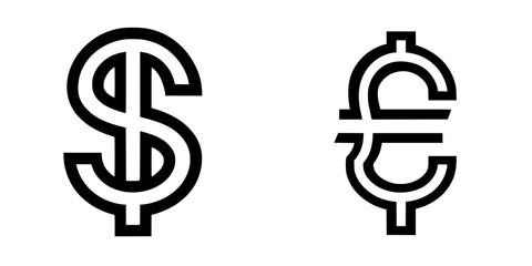 Poster - Modern icon set featuring currency symbols for dollar and euro in minimalist design