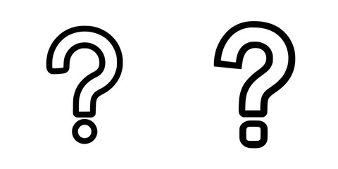 Poster - Icon set featuring two distinct question mark designs in simple black outline suitable for various graphic projects