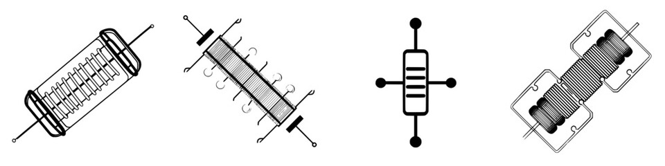 Poster - Icon set featuring various electrical component designs suitable for technical illustrations and diagrams in engineering and circuit projects