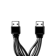 Poster - USB cable icon set featuring dual connectors designed for easy visual identification and connectivity representation