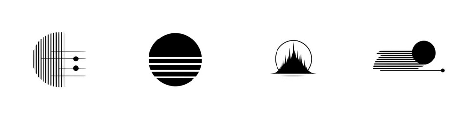 Poster - Black and white icon set featuring abstract designs for modern graphic applications and digital projects