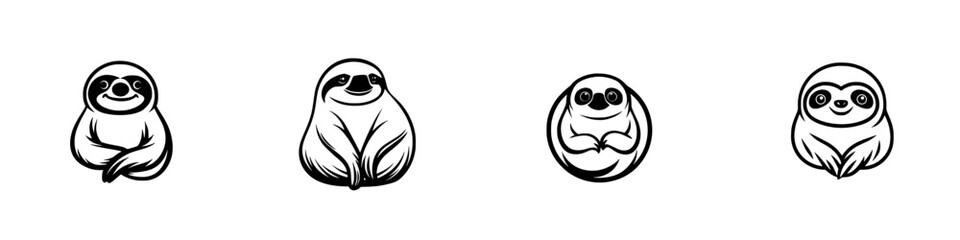 Poster - Cute and playful sloth icon set featuring four distinct designs for various creative projects
