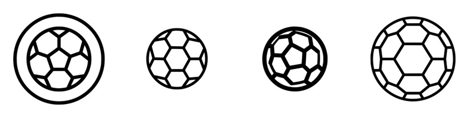 Poster - Icon set featuring various styles of soccer balls designed for digital applications and graphic design projects